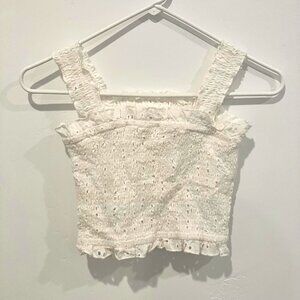 White Eyelet Crop Top